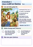 Vorschau - Arbeitsblätter - Jesus erzählt vom Pharisäer und Zöllner | Religion Klasse 2 Arbeitsblätter | Evangelische Religionslehre | 10 Arbeitsblätter als PDF - Seite 1