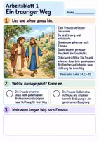 Vorschau - Arbeitsblätter - Zwei Freunde auf dem Weg nach Emmaus | Religion Klasse 2 Arbeitsblätter | Evangelische Religionslehre | 10 Arbeitsblätter als PDF - Seite 1