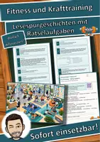 Vorschau - Mal- und Bastelvorlagen - Fitness und Krafttraining – richtig trainieren – Lesespurgeschichte mit Rätselaufgaben (Klasse 9) - Deckblatt