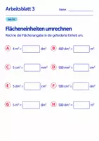 Vorschau - Arbeitsblätter - Flächeneinheiten umrechnen Klasse 6 Gymnasium | Mathematik Sekundarstufe I | 10 Arbeitsblätter mit Lösungen als PDF - Seite 3