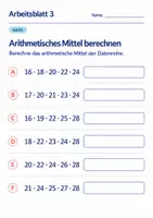 Vorschau - Arbeitsblätter - Arithmetisches Mittel berechnen Klasse 6 Gymnasium | Mathematik Sekundarstufe I | 10 Arbeitsblätter mit Lösungen als PDF - Seite 3