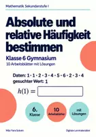 Vorschau - Arbeitsblätter - Absolute und relative Häufigkeit bestimmen Klasse 6 Gymnasium | Mathematik Sekundarstufe I | 10 Arbeitsblätter mit Lösungen als PDF - Deckblatt