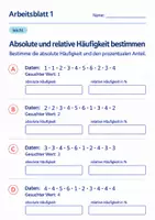 Vorschau - Arbeitsblätter - Absolute und relative Häufigkeit bestimmen Klasse 6 Gymnasium | Mathematik Sekundarstufe I | 10 Arbeitsblätter mit Lösungen als PDF - Seite 1