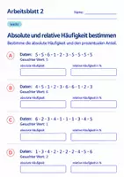 Vorschau - Arbeitsblätter - Absolute und relative Häufigkeit bestimmen Klasse 6 Gymnasium | Mathematik Sekundarstufe I | 10 Arbeitsblätter mit Lösungen als PDF - Seite 2