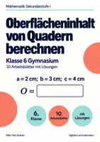 Vorschau - Arbeitsblätter - Oberflächeninhalt von Quadern berechnen Klasse 6 Gymnasium | Mathematik Sekundarstufe I | 10 Arbeitsblätter mit Lösungen als PDF - Deckblatt