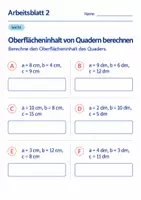 Vorschau - Arbeitsblätter - Oberflächeninhalt von Quadern berechnen Klasse 6 Gymnasium | Mathematik Sekundarstufe I | 10 Arbeitsblätter mit Lösungen als PDF - Seite 2