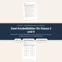 Vorschau - Arbeitsblätter - Knobelaufgaben Klasse 3–4 – 2 Knobelblätter kostenlos (Freebie) - Deckblatt