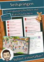 Vorschau - Arbeitsblätter - Seilspringen – hüpfen, schwingen, im Takt springen – Lesespurgeschichte mit Rätselaufgaben (Klasse 1) - Deckblatt