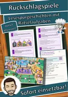 Vorschau - Arbeitsblätter - Rückschlagspiele – Federball, Tischtennis und Tennis – Lesespurgeschichte mit Rätselaufgaben (Klasse 5) - Deckblatt
