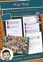 Vorschau - Stationenlernen - Hip-Hop – Rap, DJ und Beat – Lesespurgeschichte mit Rätselaufgaben (Klasse 9) - Deckblatt