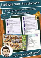 Vorschau - Arbeitsblätter - Ludwig van Beethoven – Musik gegen die Stille – Lesespurgeschichte mit Rätselaufgaben (Klasse 6) - Deckblatt