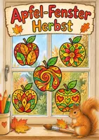 Vorschau - Mal- und Bastelvorlagen - Apfel Herbst Kunst Fenster Vertretungsstunde - Deckblatt