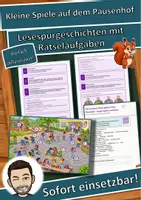 Vorschau - Mal- und Bastelvorlagen - Kleine Spiele auf dem Pausenhof – fangen, hüpfen, mitmachen – Lesespurgeschichte mit Rätselaufgaben (Klasse 1) - Deckblatt