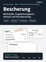 Vorschau - Stationenlernen - Escape Room Werkstoffe Verkauf BwR 7 Rechnungswesen - Deckblatt