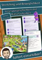 Vorschau - Arbeitsblätter - Stretching und Beweglichkeit – dehnen, aber richtig – Lesespurgeschichte mit Rätselaufgaben (Klasse 7) - Deckblatt