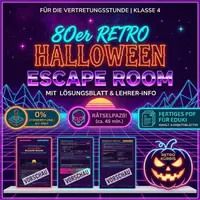 Vorschau - Stundenentwürfe - Vertretungsstunden Klasse 3-4 Halloween Escape Room - Deckblatt