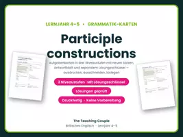 Vorschau - Aufgabenkarten - Participle constructions – Aufgabenkarten - Deckblatt