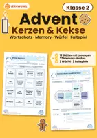 Vorschau - Spiele - Advent Wortschatz Klasse 2 | Kerzen und Kekse Memory & Faltspiel | mit Lösungen - Deckblatt