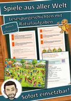 Vorschau - Arbeitsblätter - Spiele aus aller Welt – hüpfen, werfen, fangen wie anderswo – Lesespurgeschichte mit Rätselaufgaben (Klasse 3) - Deckblatt