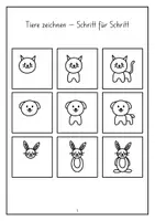 Vorschau - Mal- und Bastelvorlagen - Tiere zeichnen - Schritt für Schritt - Deckblatt