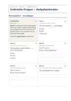 Vorschau - Aufgabenkarten - Indirekte Fragen – Aufgabenkarten Englisch - Seite 1