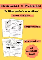 Vorschau - Arbeitsblätter - Probearbeit & Klassenarbeit: Zu Bildergeschichten erzählen - Deckblatt