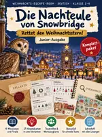 Vorschau - Arbeitsblätter - Weihnachts-Escape-Room Deutsch Klasse 3–4 | Die Nachteule von Snowbridge - Deckblatt