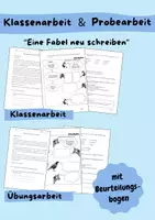 Vorschau - Klassenarbeiten - Probearbeit & Klassenarbeit "Fabeln" mit Beurteilungsbogen - Deckblatt