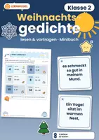 Vorschau - Arbeitsblätter - Weihnachtsgedichte Klasse 2 | Lesen und vortragen Minibuch & Memory | mit Lösungen - Deckblatt