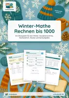Vorschau - Unterrichtsreihen - Winter-Mathe – Klasse 3 – Rechnen im Zahlenraum bis 1000 – Übungsheft - Deckblatt