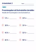 Vorschau - Arbeitsblätter - Prozentangaben als Dezimalzahlen darstellen Klasse 6 Gymnasium | Mathematik Sekundarstufe I | 10 Arbeitsblätter mit Lösungen als PDF - Seite 2