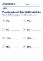 Vorschau - Arbeitsblätter - Prozentangaben als Dezimalzahlen darstellen Klasse 6 Gymnasium | Mathematik Sekundarstufe I | 10 Arbeitsblätter mit Lösungen als PDF - Seite 3
