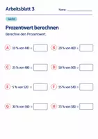 Vorschau - Arbeitsblätter - Prozentwert berechnen Klasse 6 Gymnasium | Mathematik Sekundarstufe I | 10 Arbeitsblätter mit Lösungen als PDF - Seite 3