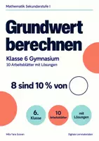 Vorschau - Arbeitsblätter - Grundwert berechnen Klasse 6 Gymnasium | Mathematik Sekundarstufe I | 10 Arbeitsblätter mit Lösungen als PDF - Deckblatt