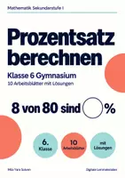 Vorschau - Arbeitsblätter - Prozentsatz berechnen Klasse 6 Gymnasium | Mathematik Sekundarstufe I | 10 Arbeitsblätter mit Lösungen als PDF - Deckblatt