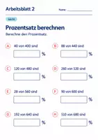 Vorschau - Arbeitsblätter - Prozentsatz berechnen Klasse 6 Gymnasium | Mathematik Sekundarstufe I | 10 Arbeitsblätter mit Lösungen als PDF - Seite 2