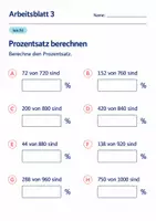 Vorschau - Arbeitsblätter - Prozentsatz berechnen Klasse 6 Gymnasium | Mathematik Sekundarstufe I | 10 Arbeitsblätter mit Lösungen als PDF - Seite 3