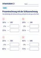 Vorschau - Arbeitsblätter - Prozentrechnung mit der Schlussrechnung Klasse 6 Gymnasium | Mathematik Sekundarstufe I | 10 Arbeitsblätter mit Lösungen als PDF - Seite 2