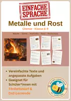 Vorschau - Unterrichtsreihen - Metalle und Rost – Arbeitsheft in einfacher Sprache | Förderschule, Inklusion & DaZ | Chemie Klasse 8–9 - Deckblatt