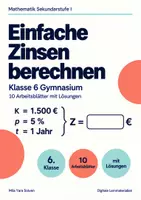 Vorschau - Arbeitsblätter - Einfache Zinsen berechnen Klasse 6 Gymnasium | Mathematik Sekundarstufe I | 10 Arbeitsblätter mit Lösungen als PDF - Deckblatt
