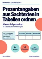 Vorschau - Arbeitsblätter - Prozentangaben aus Sachtexten in Tabellen ordnen Klasse 6 Gymnasium | Mathematik Sekundarstufe I | 10 Arbeitsblätter mit Lösungen als PDF - Deckblatt