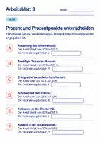 Vorschau - Arbeitsblätter - Prozent und Prozentpunkte unterscheiden Klasse 6 Gymnasium | Mathematik Sekundarstufe I | 10 Arbeitsblätter mit Lösungen als PDF - Seite 3