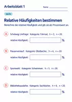Vorschau - Arbeitsblätter - Relative Häufigkeiten bestimmen Klasse 6 Gymnasium | Mathematik Sekundarstufe I | 10 Arbeitsblätter mit Lösungen als PDF - Seite 1