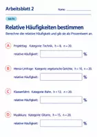 Vorschau - Arbeitsblätter - Relative Häufigkeiten bestimmen Klasse 6 Gymnasium | Mathematik Sekundarstufe I | 10 Arbeitsblätter mit Lösungen als PDF - Seite 2