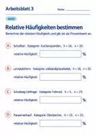 Vorschau - Arbeitsblätter - Relative Häufigkeiten bestimmen Klasse 6 Gymnasium | Mathematik Sekundarstufe I | 10 Arbeitsblätter mit Lösungen als PDF - Seite 3