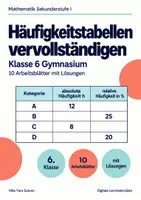 Vorschau - Arbeitsblätter - Häufigkeitstabellen vervollständigen Klasse 6 Gymnasium | Mathematik Sekundarstufe I | 10 Arbeitsblätter mit Lösungen als PDF - Deckblatt