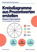 Vorschau - Arbeitsblätter - Kreisdiagramme aus Prozentwerten erstellen Klasse 6 Gymnasium | Mathematik Sekundarstufe I | 10 Arbeitsblätter mit Lösungen als PDF - Deckblatt