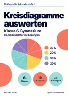 Vorschau - Arbeitsblätter - Kreisdiagramme auswerten Klasse 6 Gymnasium | Mathematik Sekundarstufe I | 10 Arbeitsblätter mit Lösungen als PDF - Deckblatt