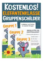 Vorschau - Stationenlernen - Kostenlos Gruppenschilder Elefant / Elefantenklasse - Deckblatt