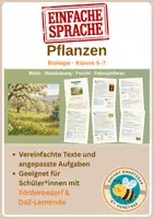 Vorschau - Unterrichtsreihen - Pflanzen: Blüte, Bestäubung, Frucht, Fotosynthese – Arbeitsheft in einfacher Sprache | Förderschule, Inklusion & DaZ | Klasse 5–7 - Deckblatt